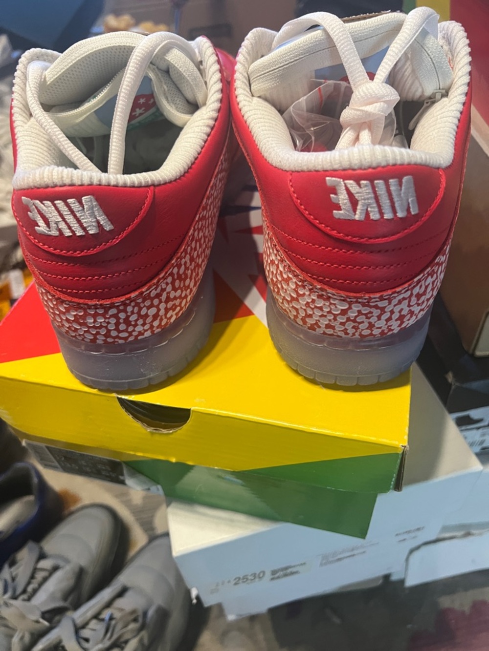 Nike SB Dunk Low OG QS Box Label - Chile Red/Clear/White brand new stingwater - Picture 3 of 6